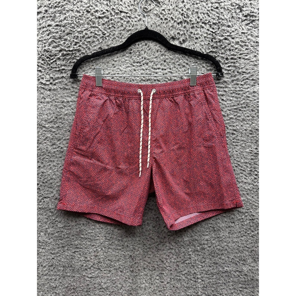 J.Crew Swimwear Econyl Printed Nylon 6" Stretch Swim Trunk Red Mens Size S